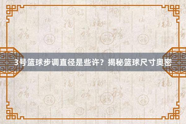 3号篮球步调直径是些许？揭秘篮球尺寸奥密